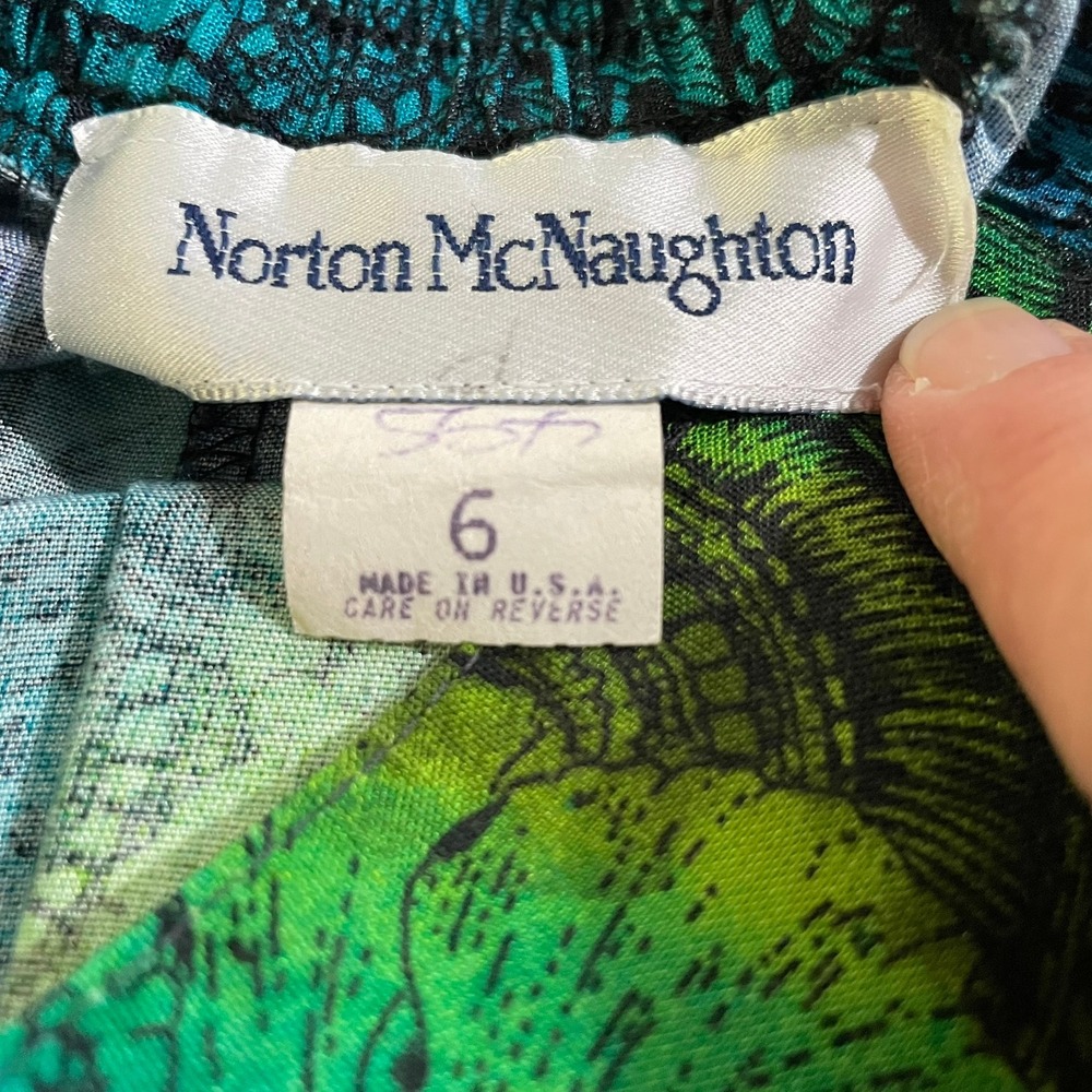 Norton McNaughton Maxi Skirt Women 6 Teal Green Purple Good Vintage Psychedelic - Picture 5 of 6